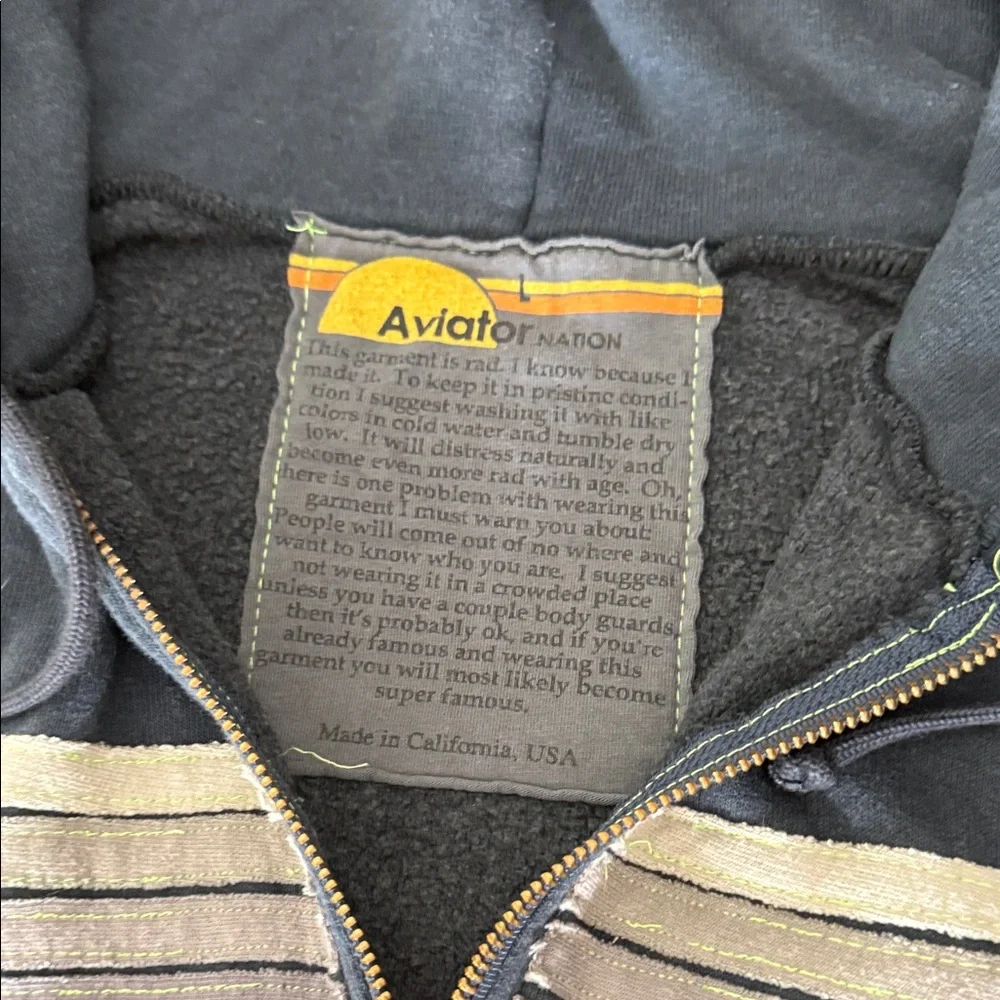Aviator Nation navy blue stripe zip-up hoodie Men’s Large - Picture 3 of 7